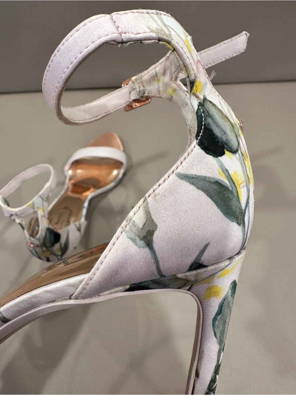 Ted Baker Floral Ankle-Strap Heels in Pink and Blue - Picture 9 of 10